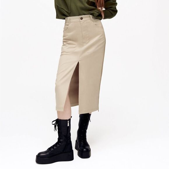 Zara STRAIGHT CUT MIDI SKIRT - Picture 2 of 9